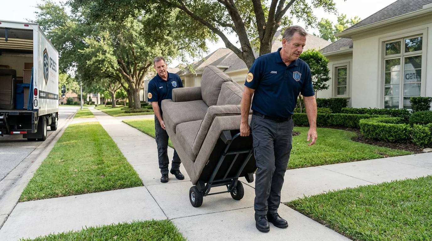 Local residential moving crew loading furniture in Owensville, MO